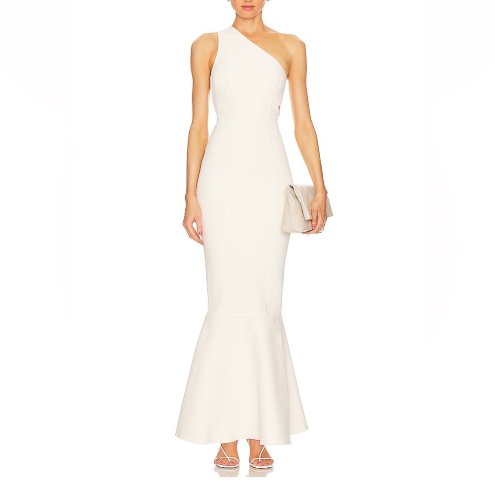 Dodiee Reinforce One Shoulder Dress in Cream - Size S